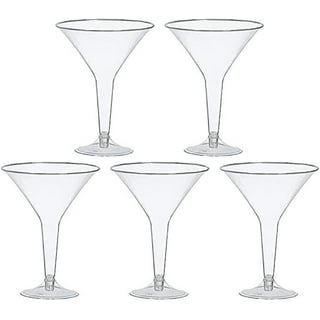 Viski Meridian Martini Glasses - Stemmed Fun Cocktail Glasses - Art Deco  Ripple Gold Rimmed Crystal Glassware - 7.8oz Set of 2 
