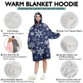 thumbnail image 5 of Wearable Oversized Blanket,Dark Blue Christmas Snowflake Pattern Wearable Blanket Hoodie for Adults,Cozy Hooded Blankets with Super Pockets,Super Warm Fuzzy Pullover for Women & Men, 5 of 6