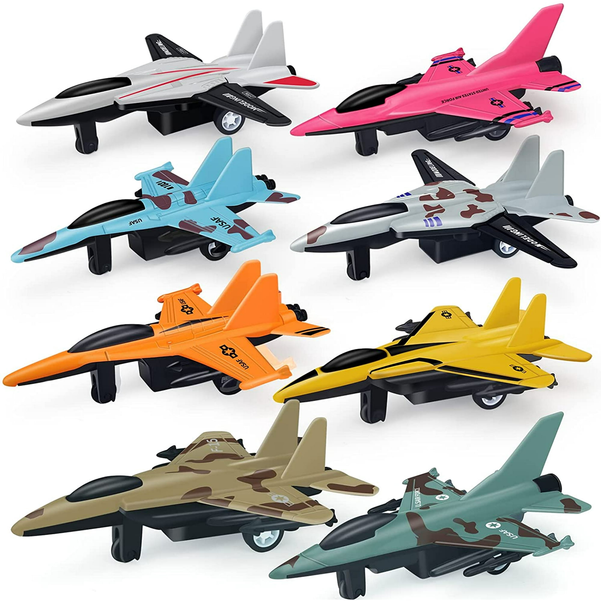Jhijhoo 8 Pack Airplane Toys Diecast Planes Models Set For Boys Girls Die Cast Pull Back Airplane Model Toys Gifts Great For Collection Party Fav
