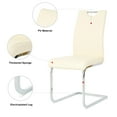 thumbnail image 4 of Set of 2 Modern Dining Chairs with Faux Leather Padded Seat and Chrome Metal Legs, Upholstered Dining Living Room Chairs with Non-slip Pads for Kitchen, Living, Bedroom and Dining Room, Cream, 4 of 9