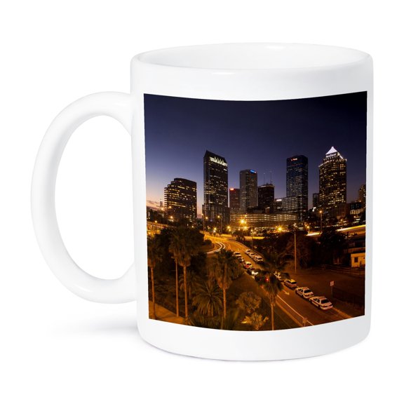 3dRose, Florida, Tampa, skyline from Rt. 618 - US10 WBI0684 - Walter Bibikow, 11oz Mug