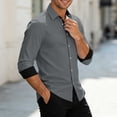 thumbnail image 6 of Long Sleeve Shirts for Men Slim Fit Collar Tshirts Dressy Button Down Work Tops Lightweight Business Casual Tee Shirts Gray S, 6 of 8