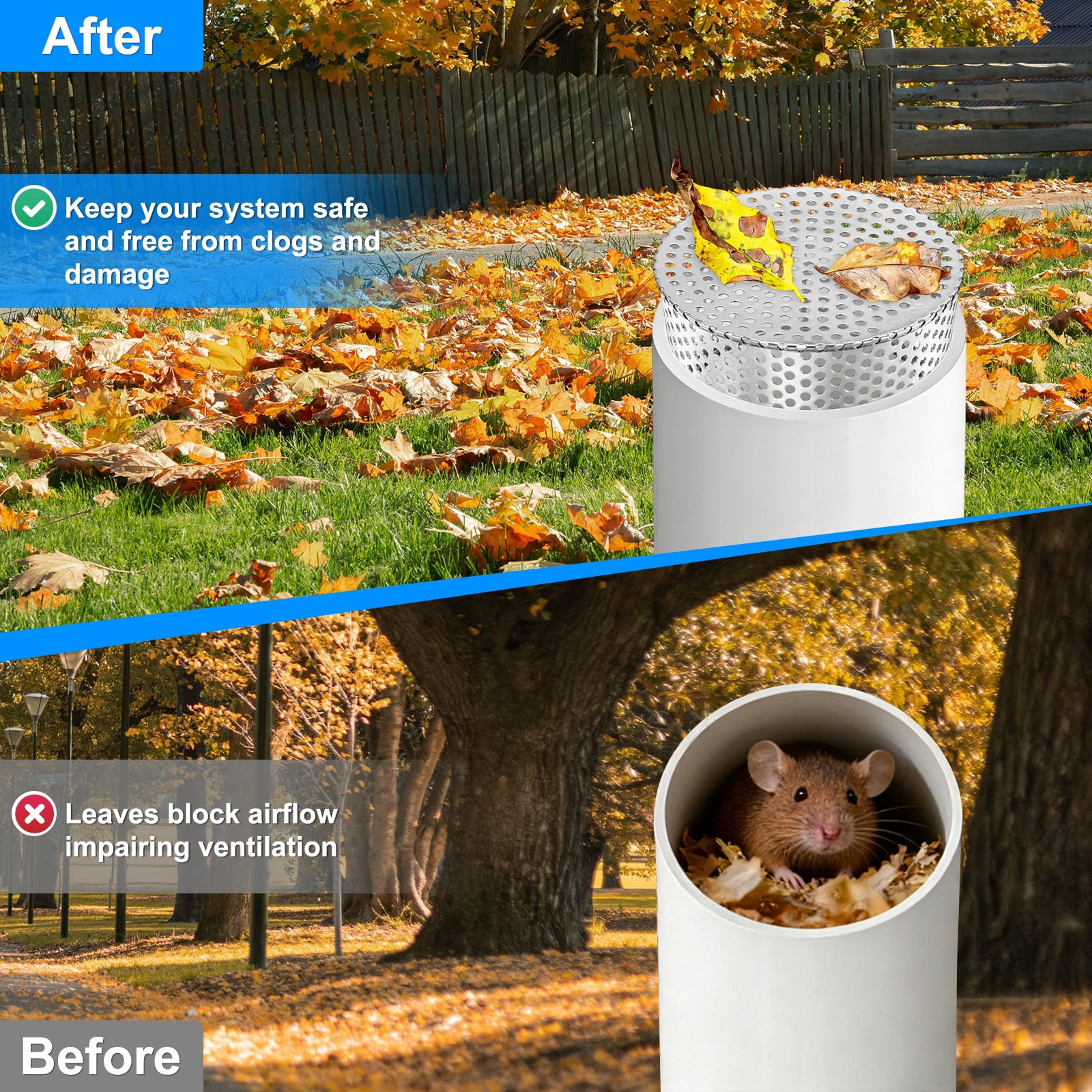 Uxcell 1-Pack Termination Mesh Screen Vent Covers, 6.3–5.55 Inch ID Stainless Steel Conical Exhaust Pipe Cover Strainer for Preventing Leaves/Birds from Entering