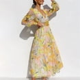 thumbnail image 4 of Ketyyh-chn99 Robes d'Été pour Femmes Grande Taille Robe Évasée à Fleurs Combinaisons Manches à Volants Shorts Robe Courte Jaune,P, 4 of 4