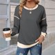 thumbnail image 5 of Sudadera Informal de Larga para Mujer, Cuello Redondo, Holgada, , con Ribete en Contraste. Gris L, 5 of 9