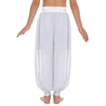 thumbnail image 3 of Aislor Belly Dance Pants Satin Tribal Baggy Pants Arabian Princess Cosplay for Halloween Carnival White 14, 3 of 7
