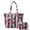 American Flag Roses Floral, variant on Xixirimido Vintage Hippie Flower 2-in-1 Quilted Tote & Makeup Bag, Lightweight Spacious Shoulder Bag for Daily, Travel & Shopping Use