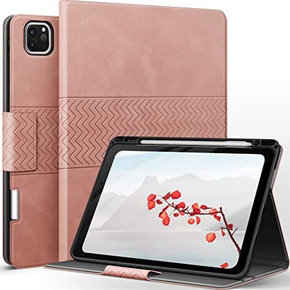 Case for iPad Pro 11 2020/2018 with Pencil Holder Apple Pencil(2nd Gen) Wireless Charging/Pairing PU Leather Auto Sleep/Wake Smart Cover for iPad Pro 11" 2020/2018 (Pink)