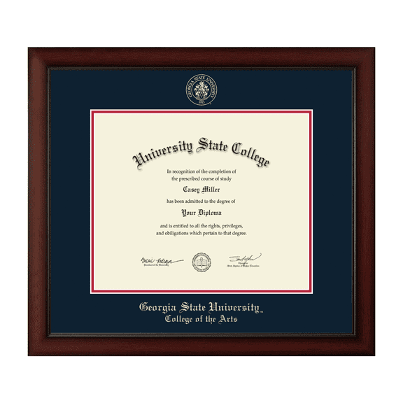 Framerly - GSU Arts Diploma Frame with Navy and Red Mat