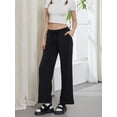 thumbnail image 5 of Caoirhny Women's Casual Long Pants Stripe Print Low Rise Wide Leg Trousers with Side Pockets, 5 of 9