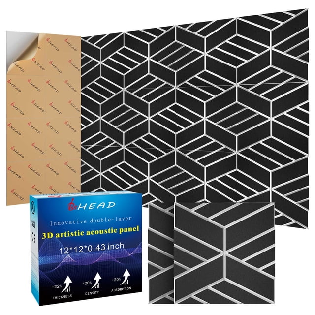 Paneles de pared insonorizados BSHEAD, paquete de 8, 30 x 30 x 1,1 cm