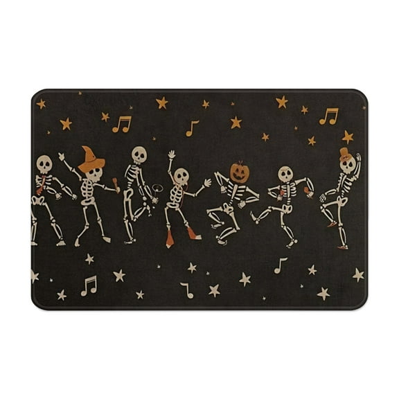 Halloween Door Mat, Dancing and Musical Skeletons Indoor Front Door Mat Great for Spooky Funny Doormat Outdoor Entrance Non Slip Absorbent Resist Dirt Carpet for Entryway