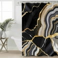 thumbnail image 4 of Shower Curtains Sets for Bathroom Decor Abstract Flowing Marble Fluid Art Waterproof Bathroom Curtain with Hooks, Black and Gold Lines for Bathroom Decor,72x72IN, 4 of 7