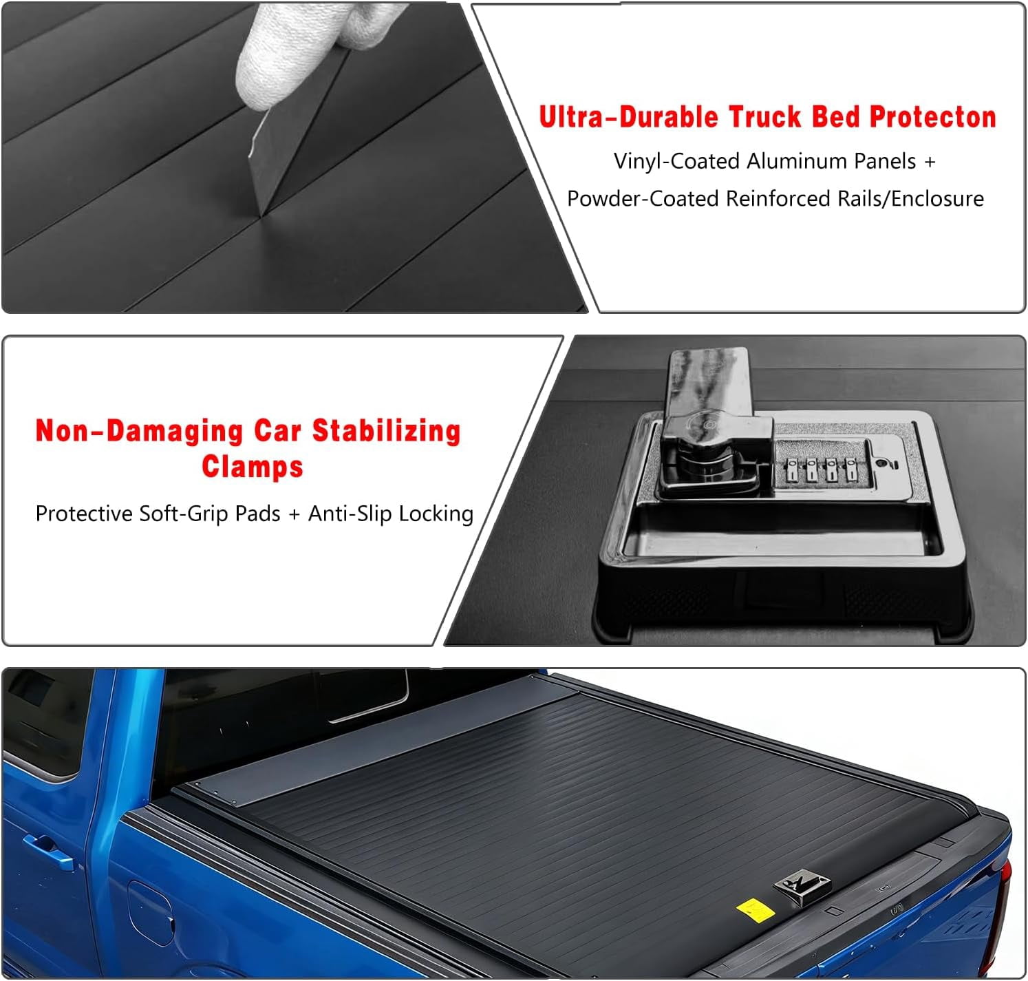 OSIAS Retractable Hard Truck Bed Tonneau Cover for 2013–2023 Toyota Tacoma 5FT (60.5") Bed, Aluminum Sliding Cover with Combination Lock, Waterproof, No-Drill Installation