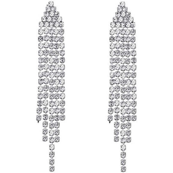 Chandelier Tassel Dangle Linear Drop Earrings Party Jewelry Clear Austrian Crystal
