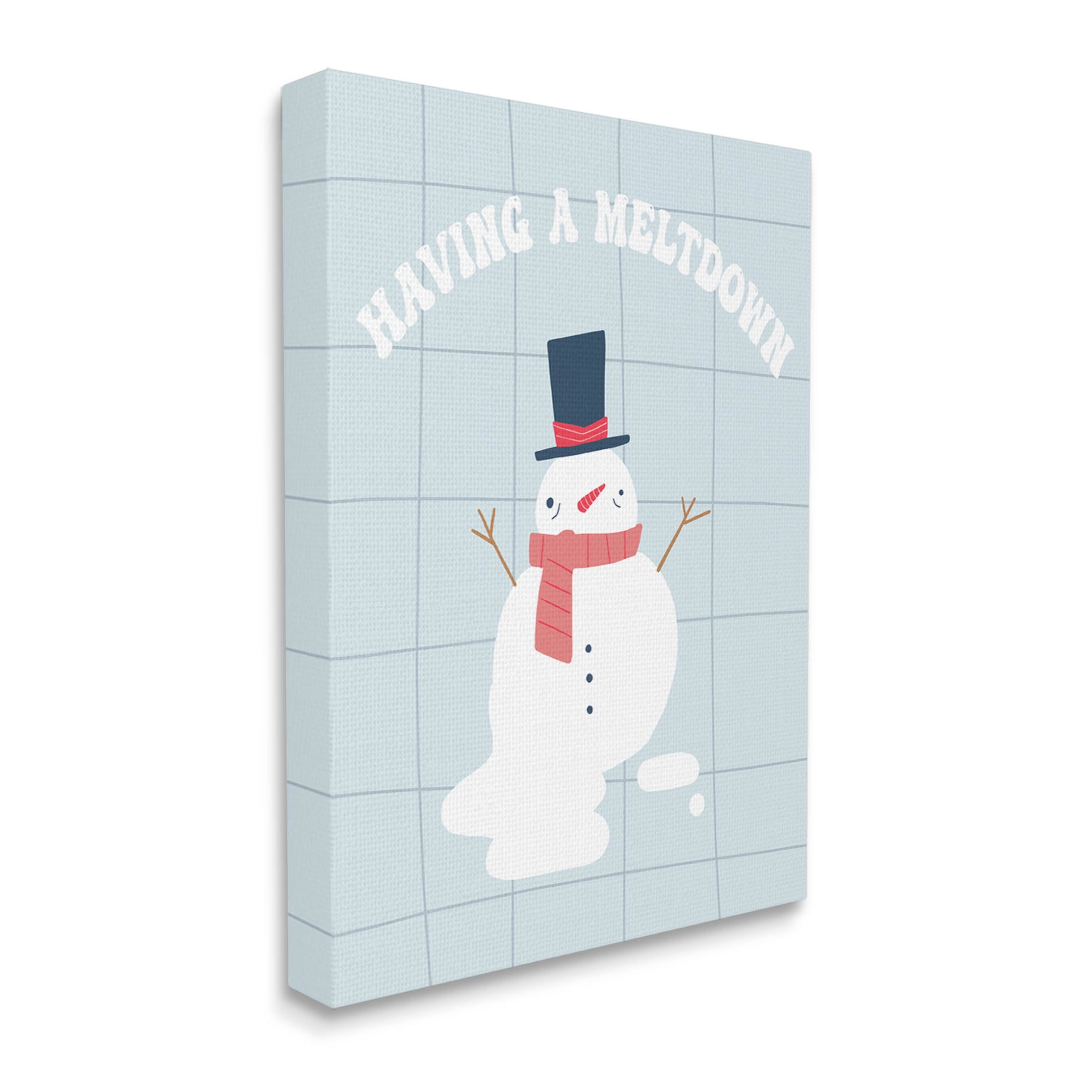 Having A Meltdown Funny Snowman Holiday Graphic Art Gallery Wrapped Canvas Print Wall Art