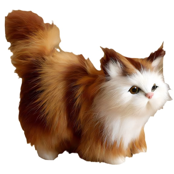 CYFW Cat Stuffed Animal, Lifelike Design Cat Stuffy, Cute Cat Stuff Soft Touch Playful Expression Stuffed Animal Cat, Yellow & Red