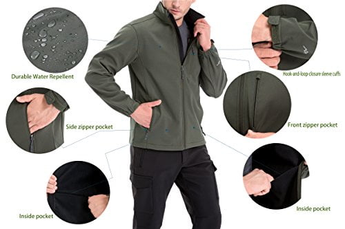 TRAILSIDE SUPPLY CO Mens Lightweight Winter Softshell Fleece Jackets and Coats,Windbreaker
