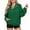 Green, variant on Women's Stand Collar Snap Henley Fleece Pullover Tops, Fall Winter Long Sleeve Raglan Sleeve Sweatshirt with Kangaroo Pocket, Drawstring Hem Color‑Block Trim Casual Jacket Tops