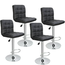 Adjustable Set of 4 Bar Stools PU Leather Modern Dinning Chair with Back