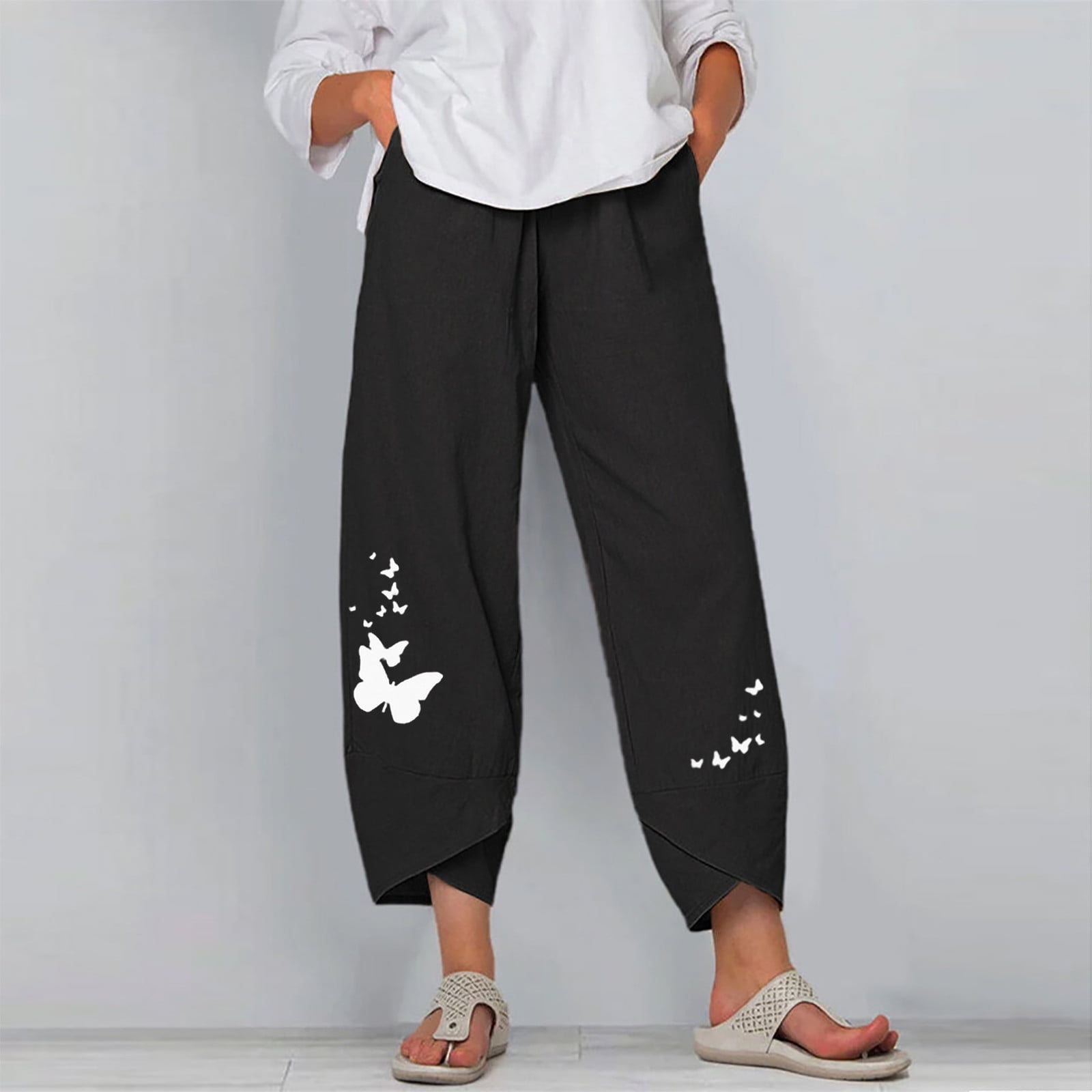 Chinese style linen pants wide-leg pants national tide casual harem cropped pant 