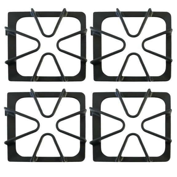KITCHEN BASICS 101 Replacement Oven Stove Range Burner Grates Compatible with Whirlpool Stoves 8522858, WP8522858 8053456, WP8053456, WPW10447925, 4 Pack, Matte Black
