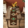 thumbnail image 4 of Brown Green Boho Burlap Cotton Table Runner 13x120 Inches Long, Vintage Southwest Abstract Geometric Farmhouse Table Runners, Outdoor Dining Tablecloths Decor for Baby Shower/Party/Wedding, 4 of 6