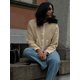 thumbnail image 3 of Chaqueta corta de punto para mujer, abrigo elegante de bolsillo y manga larga con cuello redondo, ropa de calle de retales, otoño, 2024, 3 of 5