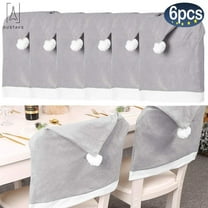Gustave Set of 6 Christmas Chair Cover, Santa Claus Red Hat Chair Back Covers for Dining Room Home Holiday Party Xmas Decor Chair Slipcovers "Gray, 6PCS"