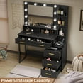 thumbnail image 5 of Afuhokles Vanity Set with Lighted Mirror and USB Ports, Black, 5 of 8