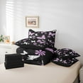 thumbnail image 5 of Feelyou Bohemian Butterfly Kids Bedding Comforter Set 7pcs, Cartoon Flower Floral Purple Queen Bedding Sets, Dreamy Animal Reversible Queen Sheet Sets, Lightweight Room Decor, 5 of 7