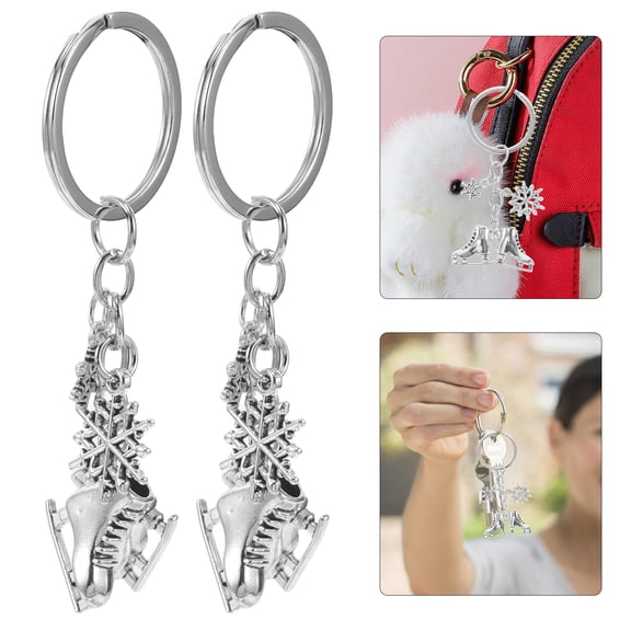 PAMINGONO 4Pcs Glitter Ice Skate Keychain Zinc Alloy Hanging Ornament Chic Skates Shoes Bag Accessory