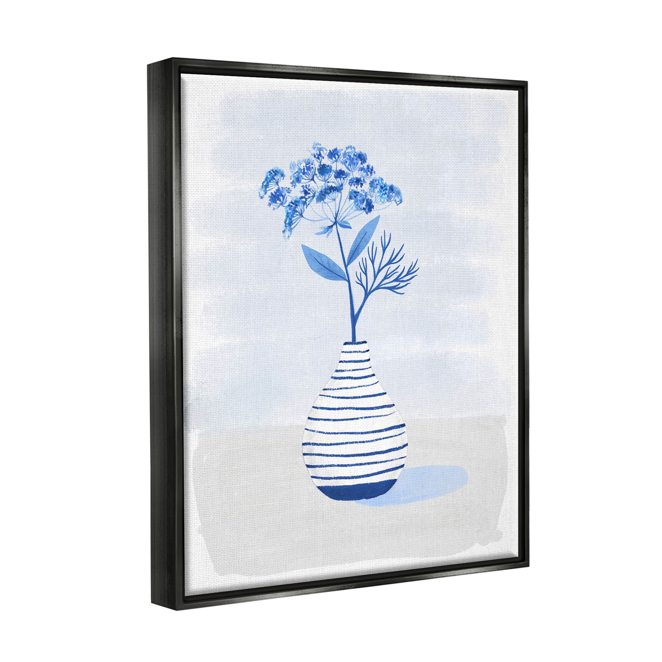Contemporary Herb Sprig Flower Botanical & Floral Graphic Art Jet Black Framed Art Print Wall Art