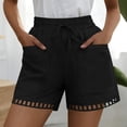thumbnail image 5 of Cagogo Women Casual Elastic Waist Shorts with Pockets Loose Fit Summer Beach Work Lounge Cotton Short Pants Flowy Travel Clothes, Black M, 5 of 8