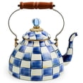thumbnail image 1 of Tetera MACKENZIE-CHILDS esmaltada azul y blanco Royal Check, 1 of 6