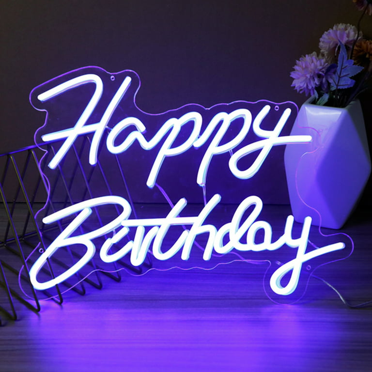 Happy Birthday Neon Sign for Wall Decor, LED Neon Light Birthday Party  Decorations USB Powered Happy Birthday Led Sign with Controllable Switch,  Warm