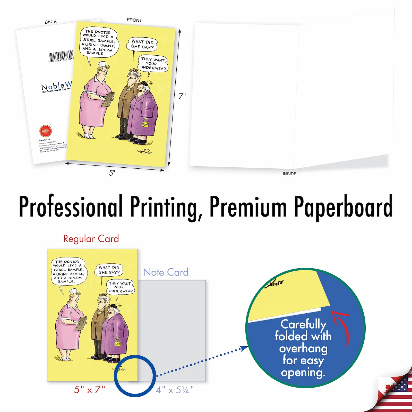NobleWorks 36 Assorted Box Set Funny Blank Greeting Cards w/5 x 7 Inch Envelopes (36 Designs, 1 Each) Blank All Occasions Cartoon Party AC9374OCB-B1x36