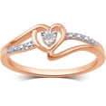 thumbnail image 2 of Arista Round Diamond Accent Rose Tone Women's Heart Fashion Ring in Silver, 2 of 3