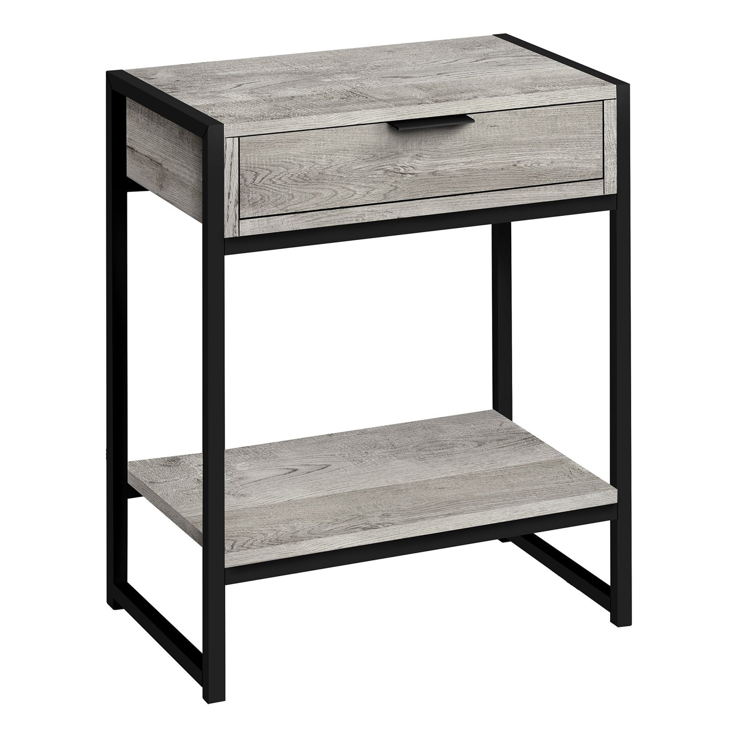 NIGHT STAND Monarch Specialties TABLE-24 H/GREY RECLAIMED WOOD/BLACK METAL ACCENT END TABLE Gray