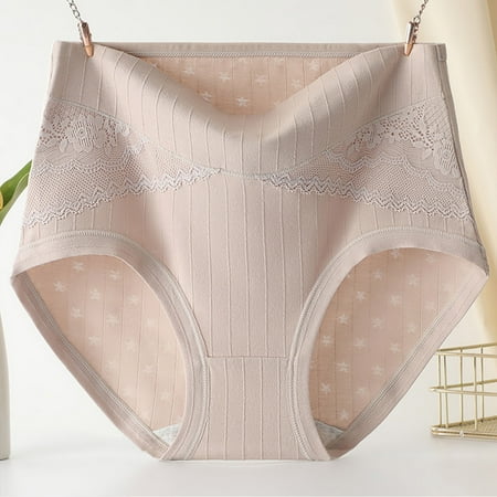 Savings Womens Over Size Comfortable Briefs Panties Women s Solid Lace Plus Size High Waist Leak Proof Crotch Shorts Underwear Panties Summer Loose Thin Mesh Breathable Underpants