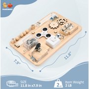 Montessori Wooden Busy Board - Sensory Toys for Toddlers Fine Motor Skills - Activity Board Toys for Kids - Educational Fidget Travel Toys for Baby Boy & Girl - Birthday Gifts