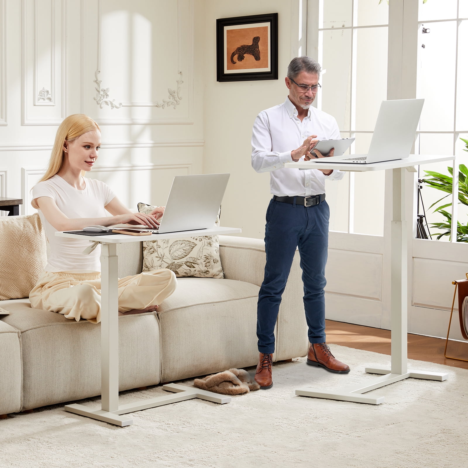 GIANNA Bedside table with wheels, adjustable height bedside table for home use, rolling laptop table, mobile standing desk