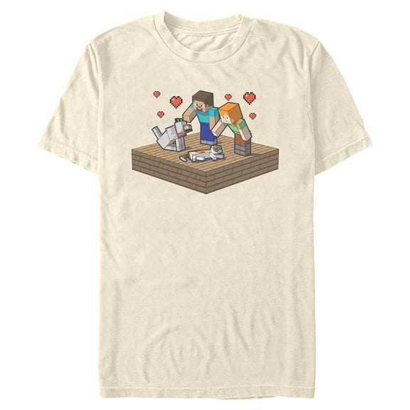 Mens Minecraft Alex and Steve Pet Family T Shirt