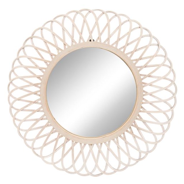 Sagebrook Home 16027 35 in. Wicker Daisy Mirror, Brown