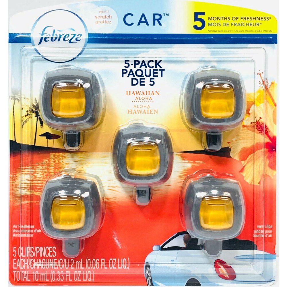 Febreze 5 Pack Car Vent Clips Air Freshener Hawaiian Aloha Walmart
