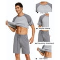 thumbnail image 2 of Ekouaer Mens Pajama Short Sets Short Sleeve Crewneck Pajama Lounge Set Raglan Sleepwear, 2 of 5