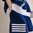 thumbnail image 3 of Jumpingount Traje de algodón a rayas para niños, deportivo, transpirable, colorido, de verano, holgado, lavable, Jersey de viaje, camisa, ropa conjuntos de ropa 160CM, 3 of 6