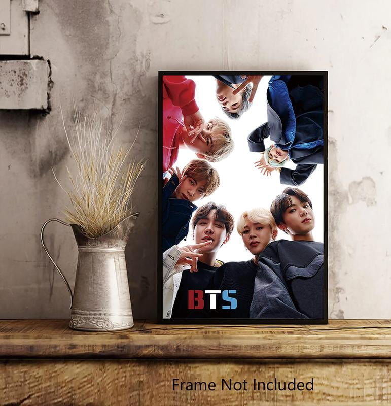 BINFA-Wall Art BTS Red, White and Blue Music Poster 12 x 18 Framed