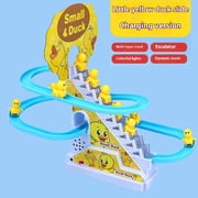 Duck Roller Coaster,Funny Duck Climbing Stairs Toy,Escalator Roller Coaster Toy,Automatic Track Slide Toy,Coaster Track Toy with Music&Light,Intoor Duck Slide Toy for Kids(9 Ducks(Rechargeable))