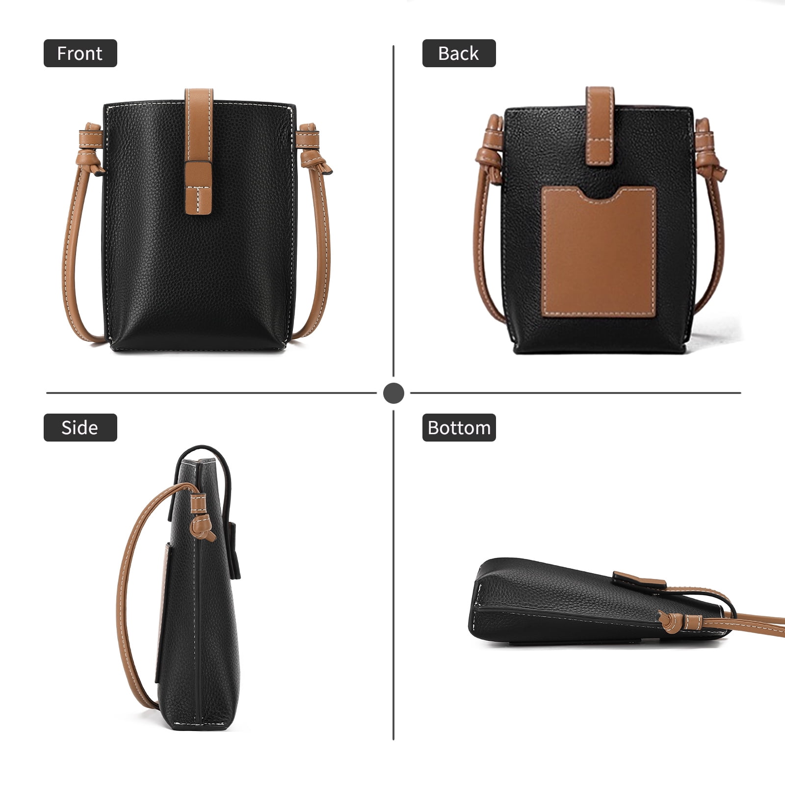 KALUNMA Vegan Leather Small Crossbody Bags for Women Snap Cell Phone Bag Purses Adjustable Strap